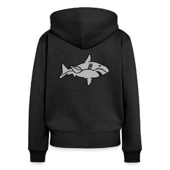 Poisson Requin Prédateur Eau Graffiti Océan - Sweat à capuche zippé Premium bio Femme - noir - Dos - Julia (174cm)