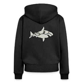 Poisson Requin Prédateur Eau Graffiti Océan - Sweat à capuche zippé Premium bio Femme - noir - Dos - Julia (174cm)