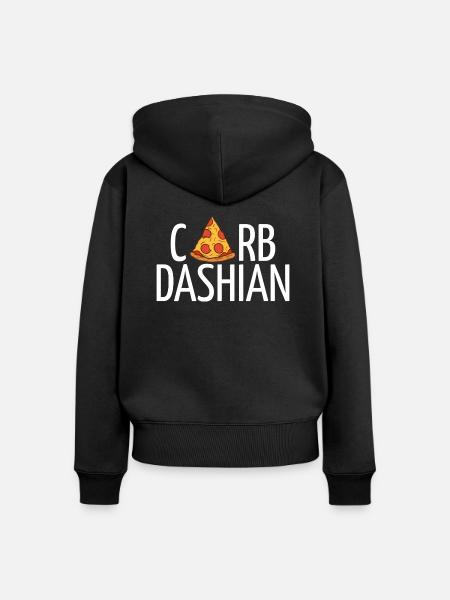 Carbdashian (weißer Text) - Frauen Premium Bio Zip Hoodie - Schwarz