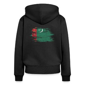 Drapeau du Turkménistan - Sweat à capuche zippé Premium bio Femme - noir - Dos - Julia (174cm)