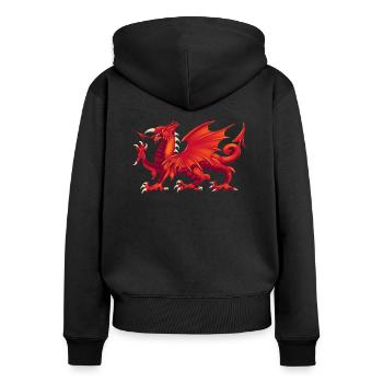Walisischer Drache - Y Ddraig Goch - Frauen Premium Bio Zip Hoodie - Schwarz - Hinten - Julia (174cm)