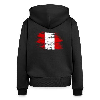 Drapeau du Pérou utilisé - Sweat à capuche zippé Premium bio Femme - noir - Dos - Julia (174cm)