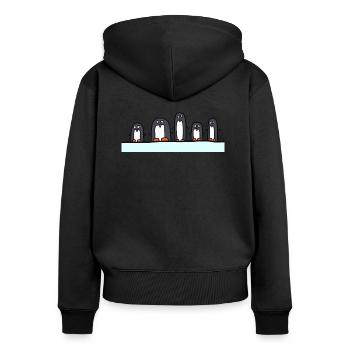 5 Pinguine - Frauen Premium Bio Zip Hoodie - Schwarz - Hinten - Julia (174cm)
