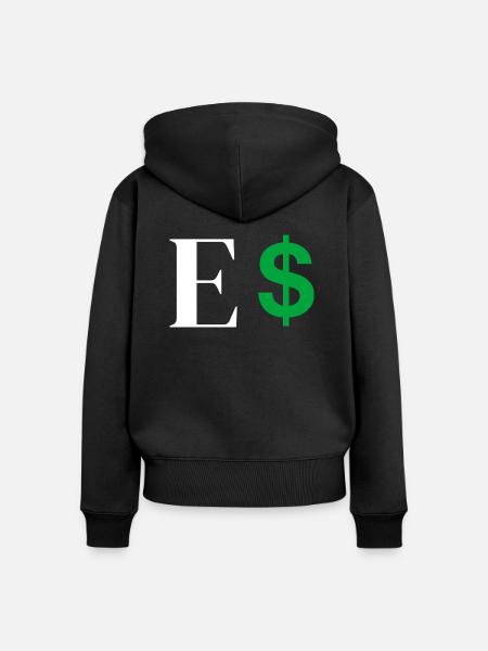 Buchstabe E Dollar - Frauen Premium Bio Zip Hoodie - Schwarz