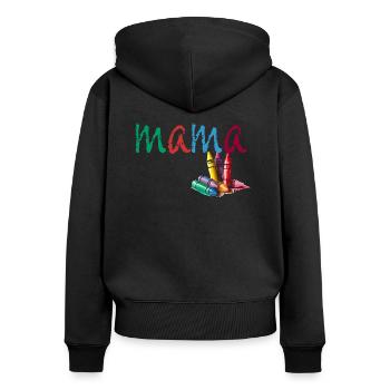 Mama - Kreide bunt - Frauen Premium Bio Zip Hoodie - Schwarz - Hinten - Julia (174cm)
