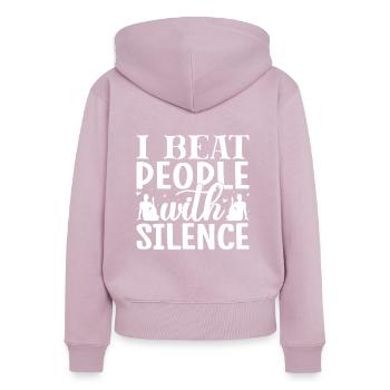 Pilates Enthusiasts I Beat People With Silence - Women's Premium Organic Zip Hoodie - dusky pink - Back - Julia (174cm)