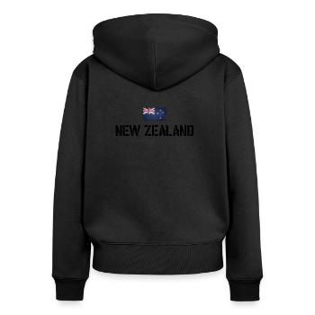 New Zealand - Nouvelle-Zélande - Sweat à capuche zippé Premium bio Femme - noir - Dos - Julia (174cm)