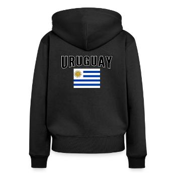 Uruguay - Frauen Premium Bio Zip Hoodie - Schwarz - Hinten - Julia (174cm)
