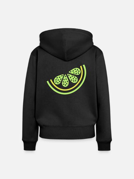 Stück Limette Zitrusfrüchte - Frauen Premium Bio Zip Hoodie - Schwarz