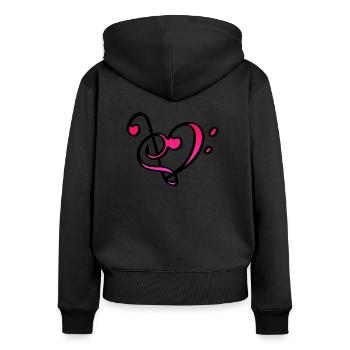 Heart music key love - Women's Premium Organic Zip Hoodie - black - Back - Julia (174cm)