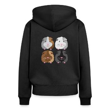 vier Meerschweinchen! - Frauen Premium Bio Zip Hoodie - Schwarz - Hinten - Julia (174cm)