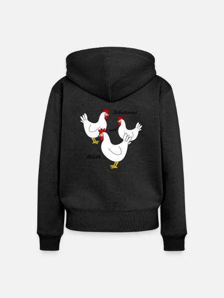 Hühner, Huhn - Frauen Premium Bio Zip Hoodie - Schwarz