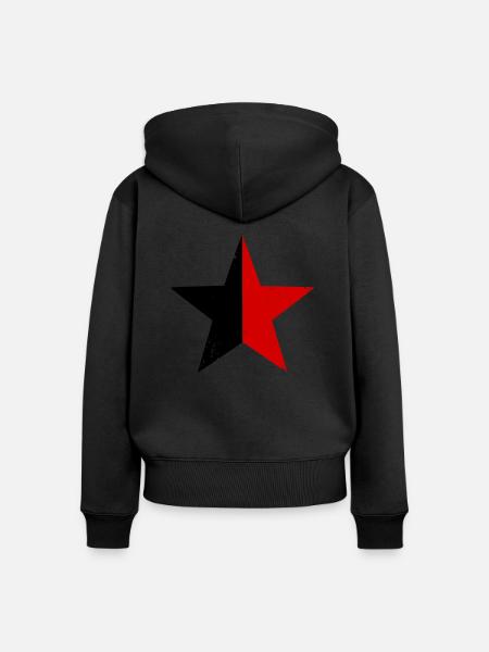 Schwarz-Roter Stern - Frauen Premium Bio Zip Hoodie - Schwarz
