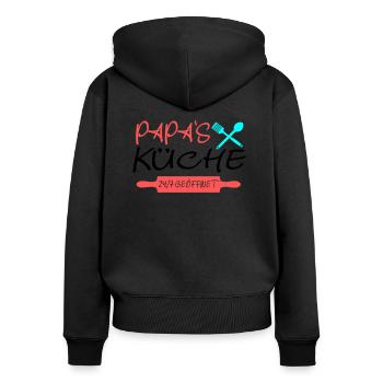 Papas Küche 24h - Frauen Premium Bio Zip Hoodie - Schwarz - Hinten - Julia (174cm)
