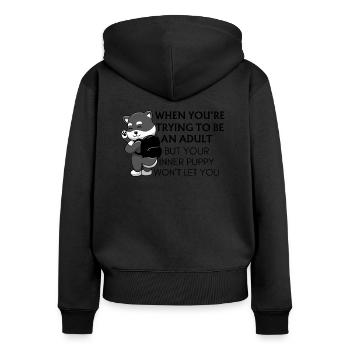 Dogs funny quote - Women's Premium Organic Zip Hoodie - black - Back - Julia (174cm)