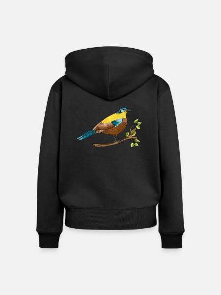 Bunter Vogel - Frauen Premium Bio Zip Hoodie - Schwarz