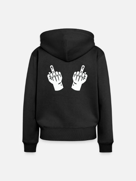 mittelfinger hand 2 - Frauen Premium Bio Zip Hoodie - Schwarz