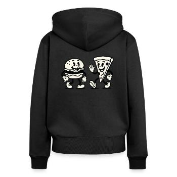 burger pizza comic - Frauen Premium Bio Zip Hoodie - Schwarz - Hinten - Julia (174cm)