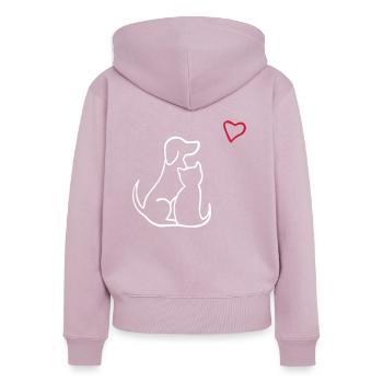 hund katze liebe - Frauen Premium Bio Zip Hoodie - Altrosa - Hinten - Julia (174cm)