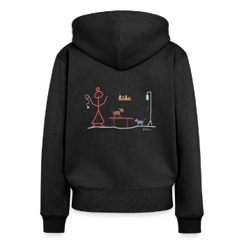 Tierarzt Strichmännchen, Frau Veterinärmedizin Job - Frauen Premium Bio Zip Hoodie - Schwarz - Hinten - Julia (174cm)