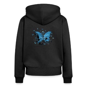 Jeans butterfly - Frauen Premium Bio Zip Hoodie - Schwarz - Hinten - Julia (174cm)