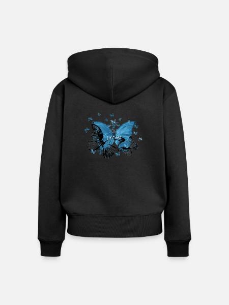 Jeans butterfly - Frauen Premium Bio Zip Hoodie - Schwarz