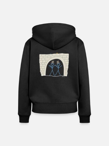 Strichmännchen Gleichgeschlechtliche Ehe Liebe - Frauen Premium Bio Zip Hoodie - Schwarz