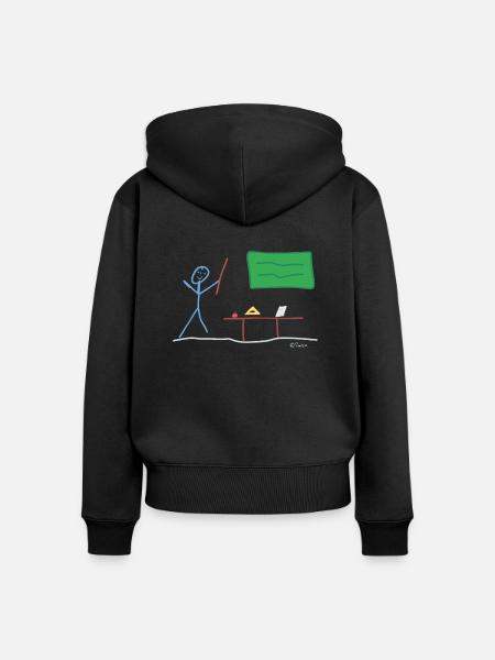 Lehrer Strichmännnchen, Unterricht Schule Beruf - Frauen Premium Bio Zip Hoodie - Schwarz