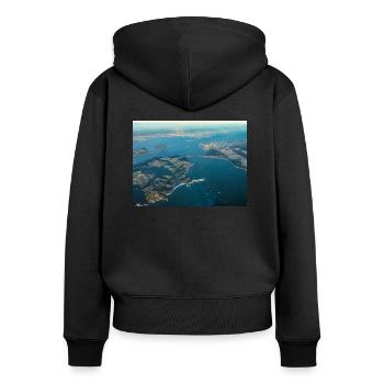 Le Golden Gate Bridge de San Francisco - Sweat à capuche zippé Premium bio Femme - noir - Dos - Julia (174cm)