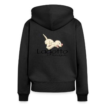 Pinocomic4 1 3 - Frauen Premium Bio Zip Hoodie - Schwarz - Hinten - Julia (174cm)
