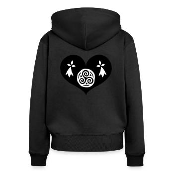 Bretagne Eternelle - Breizh da viken - Sweat à capuche zippé Premium bio Femme - noir - Dos - Julia (174cm)