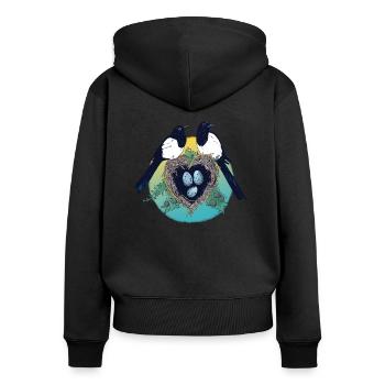 Magpie Family - Women's Premium Organic Zip Hoodie - black - Back - Julia (174cm)