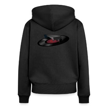 disque vinyle - Sweat à capuche zippé Premium bio Femme - noir - Dos - Julia (174cm)