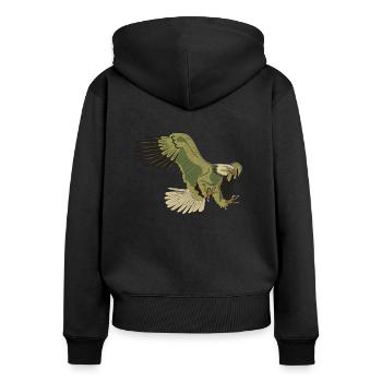American Eagle Tarnfarben - Frauen Premium Bio Zip Hoodie - Schwarz - Hinten - Julia (174cm)