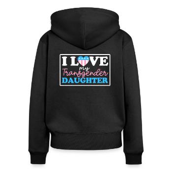 Tochter LGBT Pride Month Trans CSD - Frauen Premium Bio Zip Hoodie - Schwarz - Hinten - Julia (174cm)