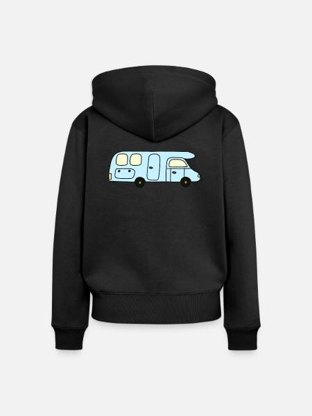 Camper hellblau - Frauen Premium Bio Zip Hoodie - Schwarz