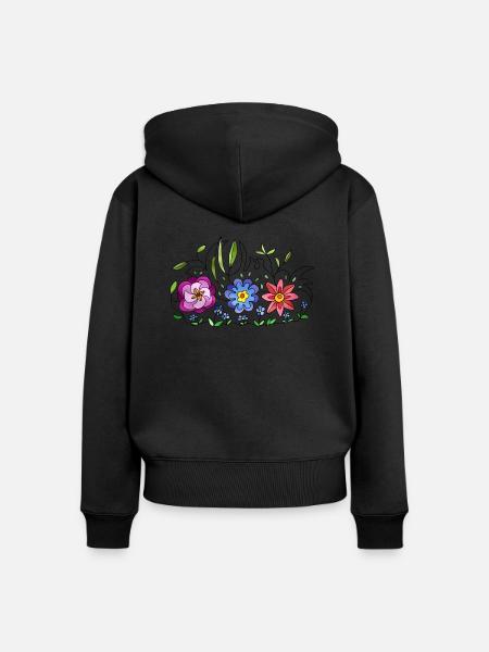 Blumen - Frauen Premium Bio Zip Hoodie - Schwarz