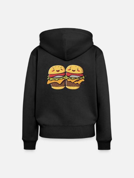 Hamburger Buddies - Frauen Premium Bio Zip Hoodie - Schwarz