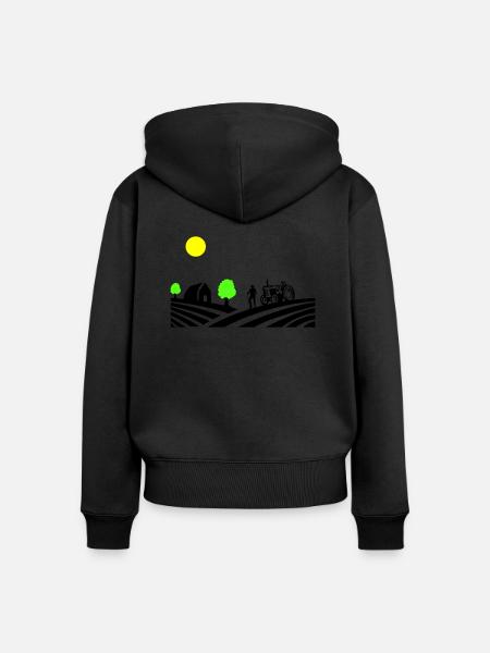 traktor farm - Frauen Premium Bio Zip Hoodie - Schwarz