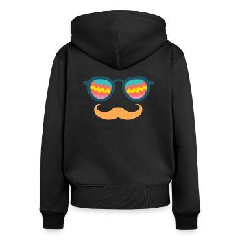 lunette de soleil fun moustache hipster fete - Sweat à capuche zippé Premium bio Femme - noir - Dos - Julia (174cm)