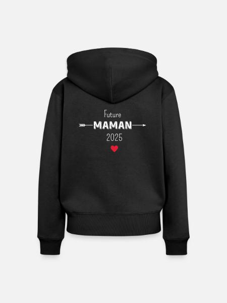 Werdende Mama 2025 - Frauen Premium Bio Zip Hoodie - Schwarz