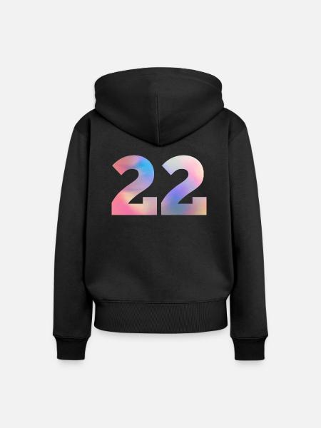 Bunte Zahl 22 - Frauen Premium Bio Zip Hoodie - Schwarz