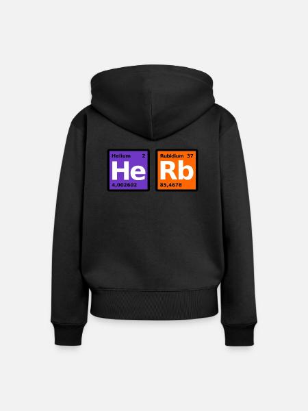 HeRb - Frauen Premium Bio Zip Hoodie - Schwarz
