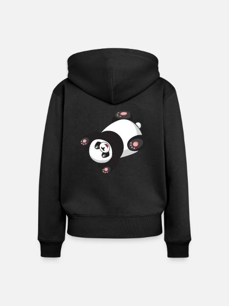 Süsser Panda - Frauen Premium Bio Zip Hoodie - Schwarz