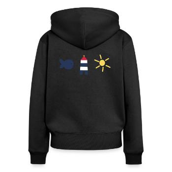 Maritim Poisson Phare - Sweat à capuche zippé Premium bio Femme - noir - Dos - Julia (174cm)