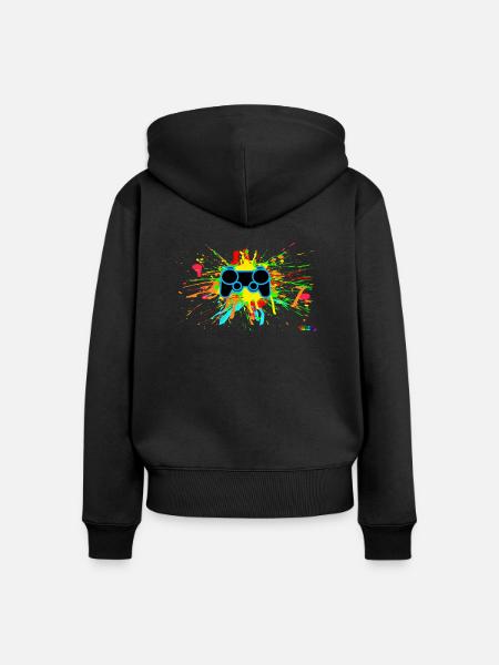 Graffiti-Controller Splatter - Frauen Premium Bio Zip Hoodie - Schwarz