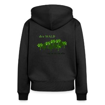 Der Wald, meine Tankstelle - Frauen Premium Bio Zip Hoodie - Schwarz - Hinten - Julia (174cm)