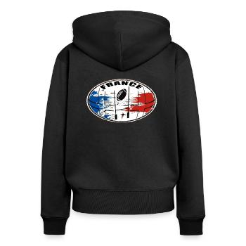 france sport rugby 02 - Sweat à capuche zippé Premium bio Femme - noir - Dos - Julia (174cm)