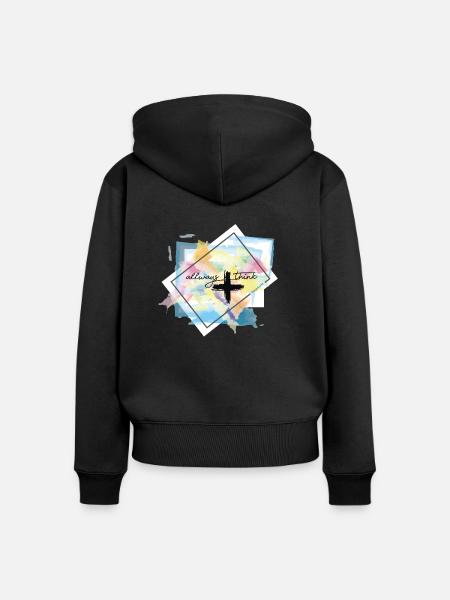 think positive - Frauen Premium Bio Zip Hoodie - Schwarz