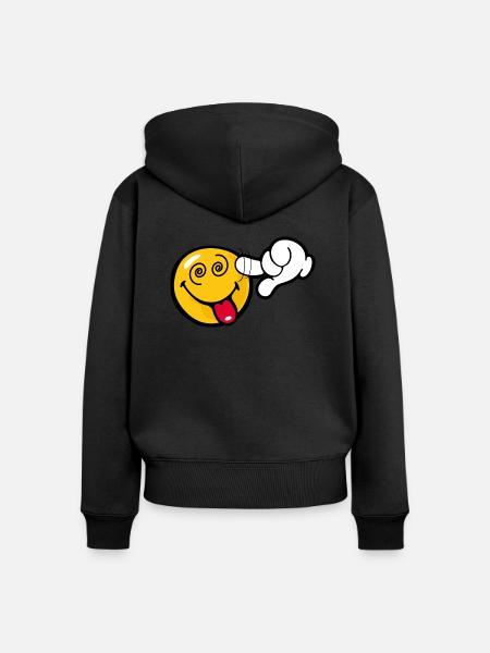 Smiley Stupid - Frauen Premium Bio Zip Hoodie - Schwarz